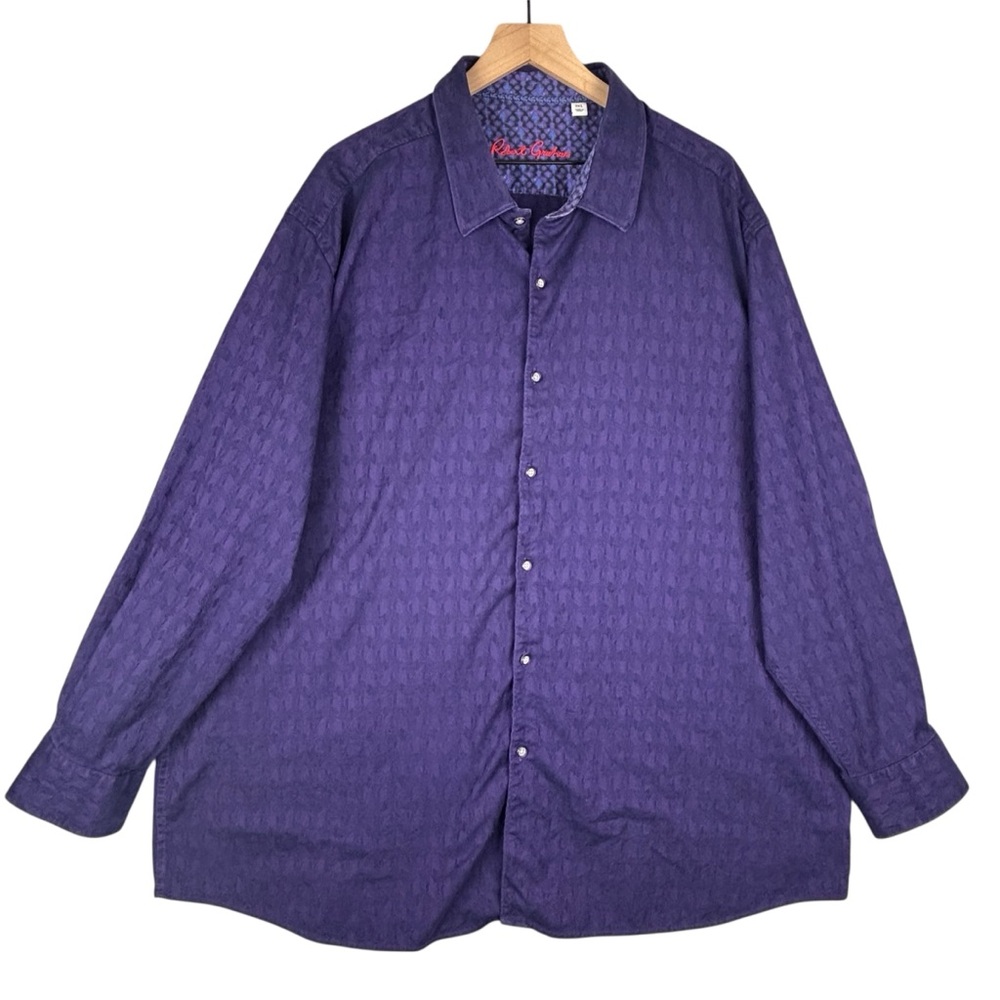 Robert‎ Graham Shirt Men 3XL Purple Geometric Flip Cuff Business Office Preppy - Picture 2 of 12